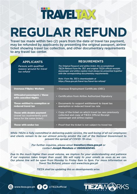 tieza travel tax refund|Travel Tax Exemption .